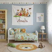 Personalized Kid's animals  Wandteppich