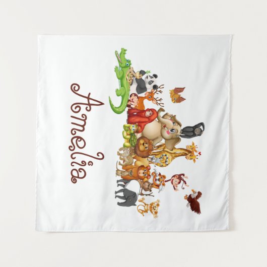 Personalized Kid's animals  Wandteppich (Vorderseite (Horizontal))