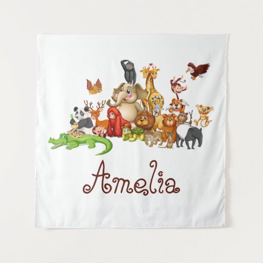 Personalized Kid's animals  Wandteppich (Vorderseite)