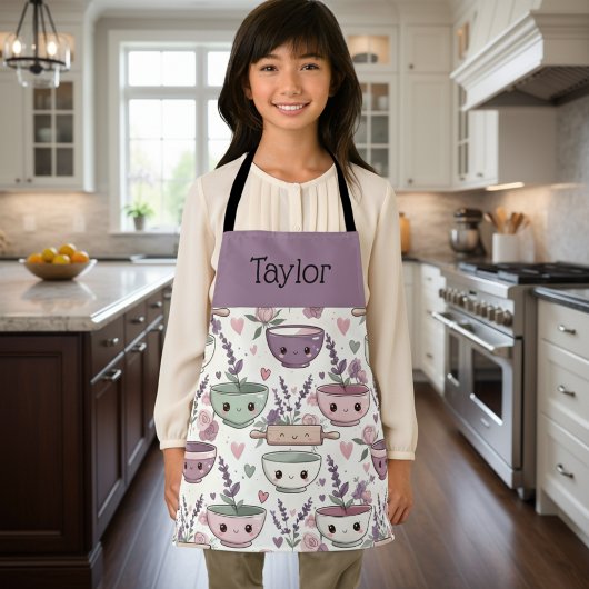 Personalized Kids Apron Adorable Smiling Mom Me Schürze