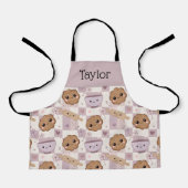 Personalized Kids Apron Kawaii Cookie Gingham Bake Schürze (Vorderseite)