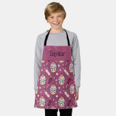 Personalized Kids Apron Kawaii Pink PurpleCupcake  Schürze (Getragen)