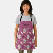 Personalized Kids Apron Kawaii Pink PurpleCupcake Schürze (Insitu)