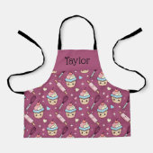 Personalized Kids Apron Kawaii Pink PurpleCupcake Schürze (Vorderseite)