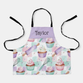 Personalized Kids Apron Lavender Cupcake Mom Me Schürze (Vorderseite)