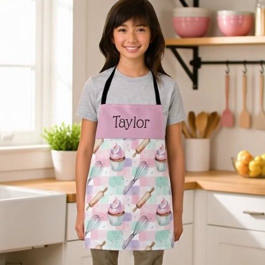 Personalized Kids Apron Pastel Baking Crew Mom Me Schürze