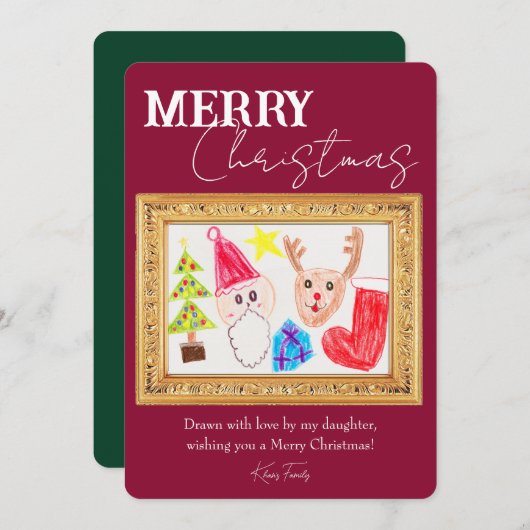 Personalized Kids Art & Photo Holiday Card Einladung (Vorne/Hinten)