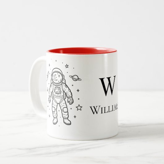 Personalized Kids Astronaut Zweifarbige Tasse (Vorderseite Links)