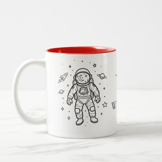 Personalized Kids Astronaut Zweifarbige Tasse (Links)