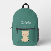 Personalized Kids' Backpack with Bear and Name  Bedruckter Rucksack (Vorderseite)
