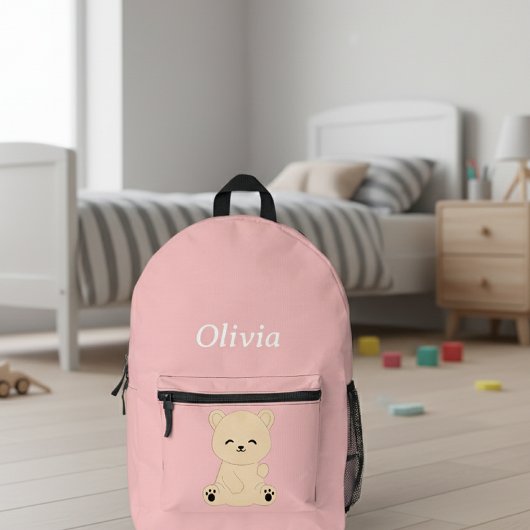 Personalized Kids' Backpack with Bear and Name Bedruckter Rucksack