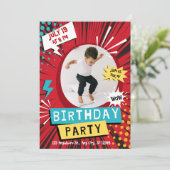 Personalized Kids Birthday Invitation with Photo  Einladung (Stehend Vorderseite)