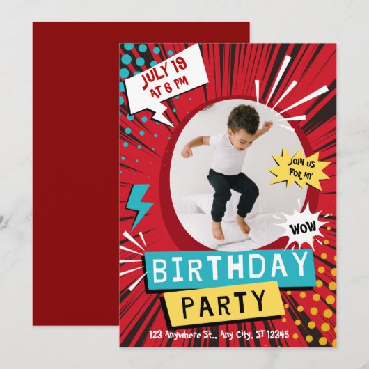 Personalized Kids Birthday Invitation with Photo  Einladung (Vorne/Hinten)