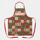 Personalized Kid's Christmas Quilt Patchwork Chef Schürze (Vorderseite)