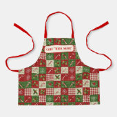 Personalized Kid's Christmas Quilt Patchwork Chef Schürze (Vorderseite)