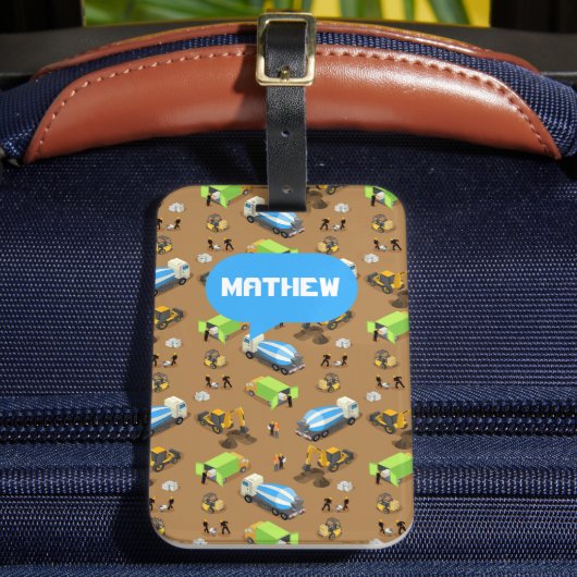 Personalized Kids Construction Vehicles  Gepäckanhänger (Vorderseite Insitu 2)