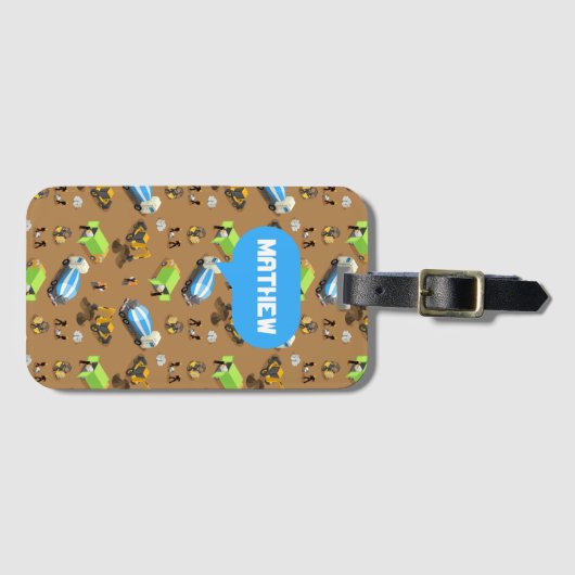 Personalized Kids Construction Vehicles  Gepäckanhänger (Vorderseite (Horizontal))