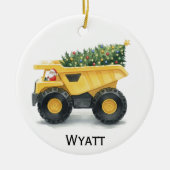 Personalized Kids Dump Truck Christmas Ornament  (Vorne)