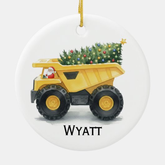 Personalized Kids Dump Truck Christmas Ornament  (Hinten)