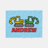 Personalized kid's fleece blanket with excavators (Vorderseite (Horizontal))