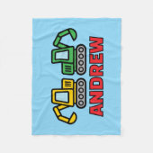 Personalized kid's fleece blanket with excavators (Vorderseite)