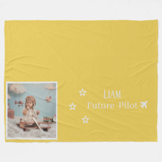 Personalized Kids Future Pilot with Photo & Name Fleecedecke