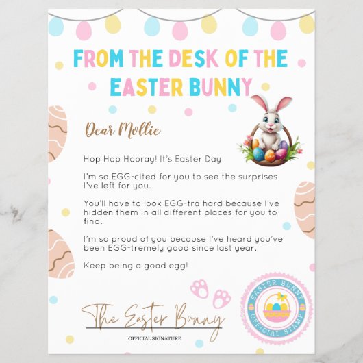 Personalized Kids Letter from Easter Bunny Flyer (Vorne)