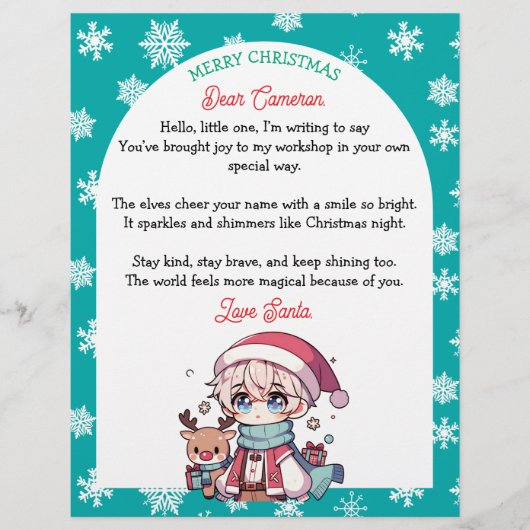 Personalized Kid's Letter from Santa (Vorderseite)