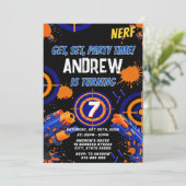 Personalized Kids Nerf Birthday Invitation Einladung (Stehend Vorderseite)