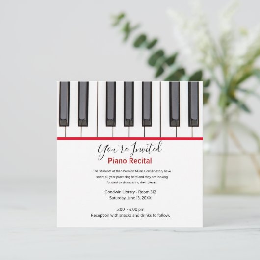 Personalized Kids Piano Recital Invitation (Stehend Vorderseite)