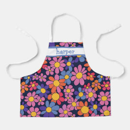 Personalized Kids Retro Flower Apron Schürze