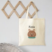 Personalized Kids' Tote Bag with Hipster Bear  Tragetasche