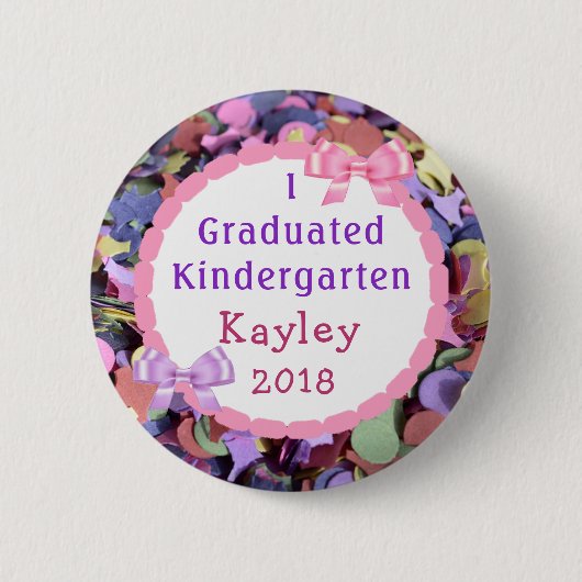 Personalized Kindergarten Graduate Confetti Button (Vorderseite)