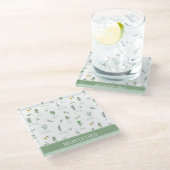 Personalized Kitchen Garden Botanical Glasuntersetzer (Schrägansicht)