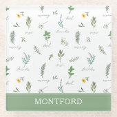 Personalized Kitchen Garden Botanical Glasuntersetzer (Vorderseite)