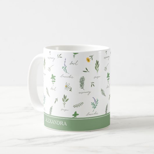Personalized Kitchen Garden Botanical Mug Kaffeetasse (Vorderseite Links)
