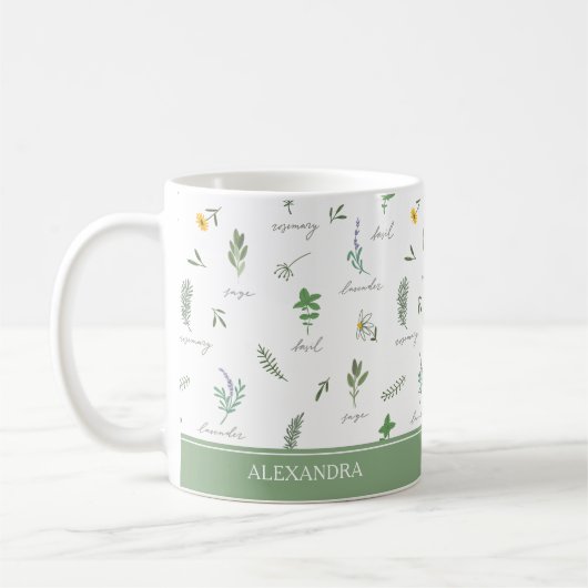 Personalized Kitchen Garden Botanical Mug Kaffeetasse (Links)
