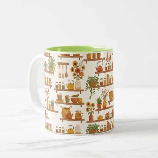 Personalized Kitchen Shelves Pattern Coffee Mug Zweifarbige Tasse (Vorderseite Links)