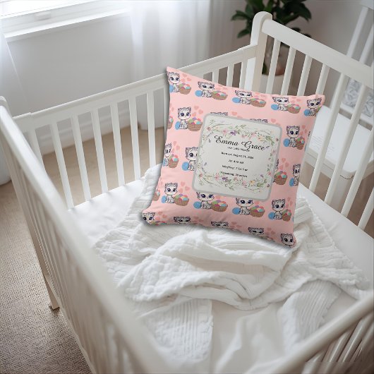 Personalized Kitten & Wildflowers Birth Keepsake Kissen