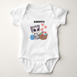 Personalized Kitten & Yarn Baby Bodysuit Baby Strampler