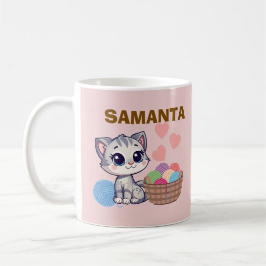 Personalized  Kitten & Yarn Classic Mug Kaffeetasse (Links)