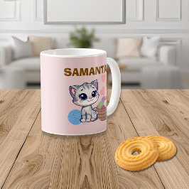 Personalized Kitten & Yarn Classic Mug Kaffeetasse