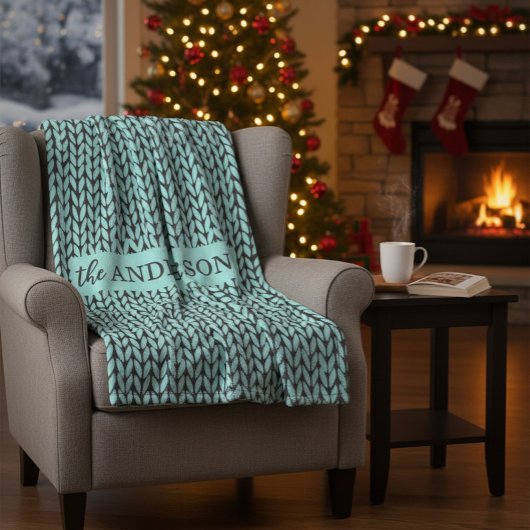 Personalized Knit Pattern Cozy Fleece Blanket