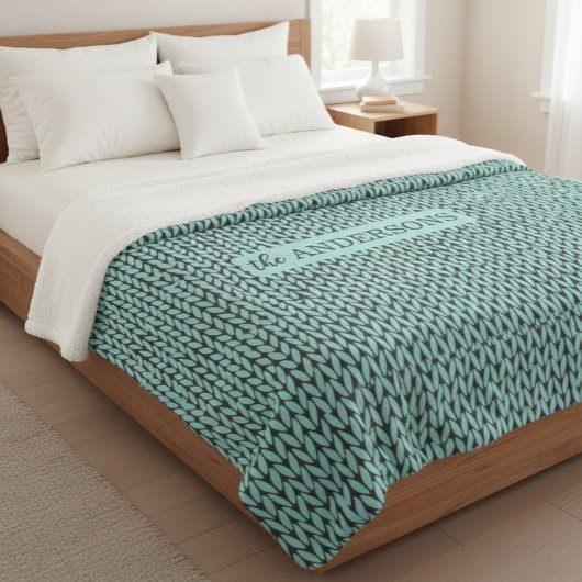 Personalized Knit Pattern Cozy Fleece Blanket Sherpadecke