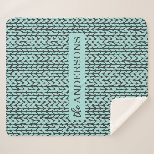 Personalized Knit Pattern Cozy Fleece Blanket Sherpadecke (Vorderseite (Horizontal))