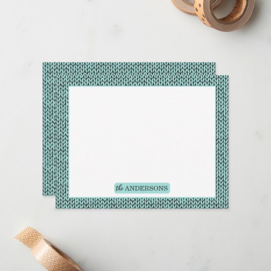 Personalized Knit Pattern Note Card Mitteilungskarte (Vorderseite/Rückseite Beispiel)