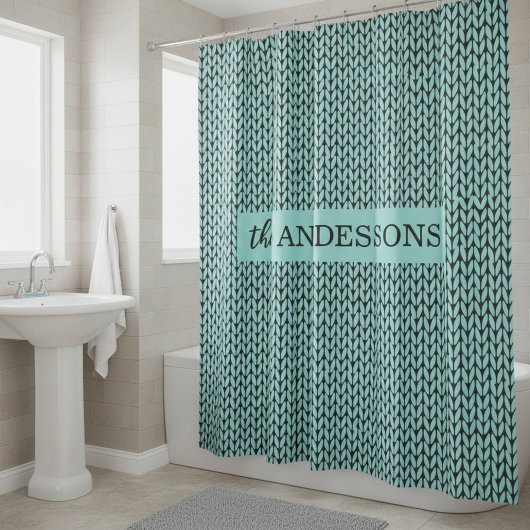 Personalized Knit Pattern Shower Curtain Duschvorhang