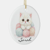 Personalized Knitting Kitten Ornament (Rechts)