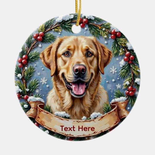 Personalized Labrador Retriever Christmas Keramik Ornament (Vorne)