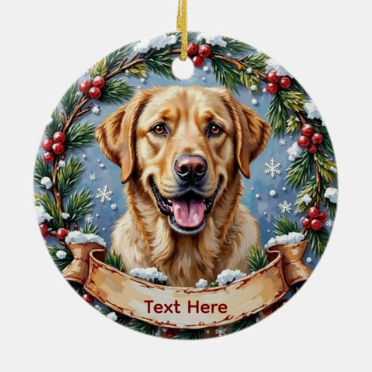 Personalized Labrador Retriever Christmas Keramik Ornament (Hinten)